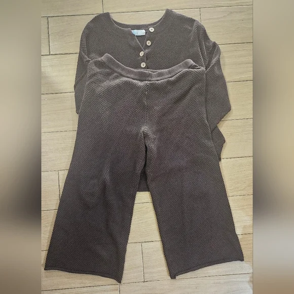 Free People Beach Cozy Brown Knit Lounge Set - Picture 2 of 4